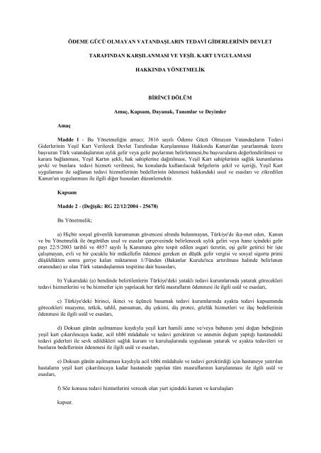 A Deme Ga Ca Olmayan Vatandaaÿlara N Giderlerinin Karaÿa Lanmasa Ve