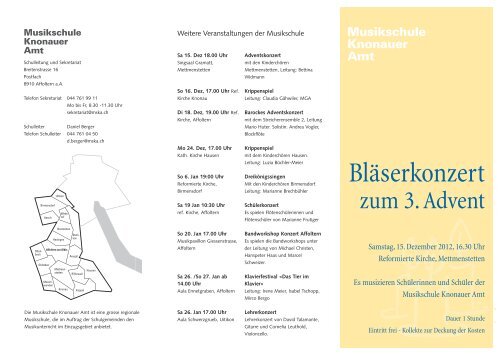 Blaeser zum 3. Advent 2012 - Musikschule Knonaueramt