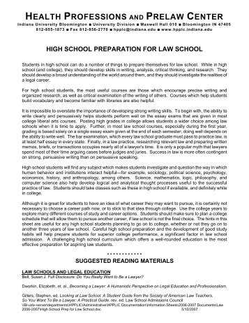 High School Preparation for Law School - Health Professions and ...
