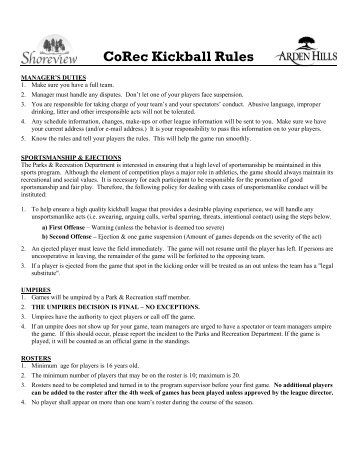 Kickball Rules - City of Shoreview - Sports Leagues
