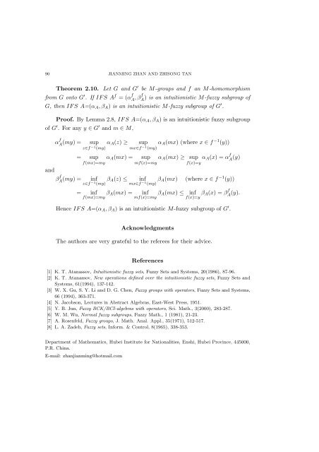 intuitionistic m-fuzzy groups - Soochow Journal of Mathematics