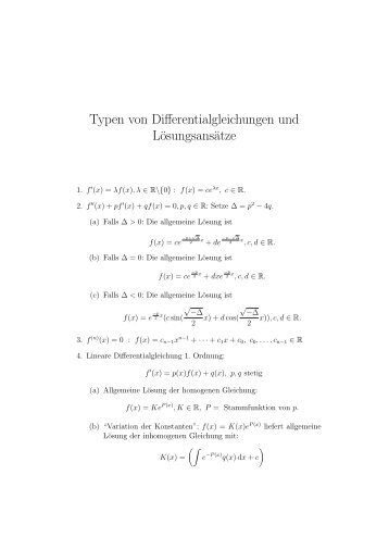 Typen von Differentialgleichungen und LÃ¶sungsansÃ¤tze