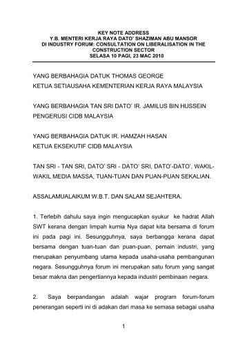 SPEECH LIBERALISATION.pdf - Kementerian Kerja Raya Malaysia