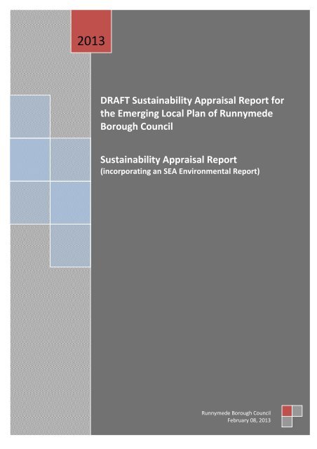 DRAFT Sustainability Appraisal Report for the Emerging Local Plan ...