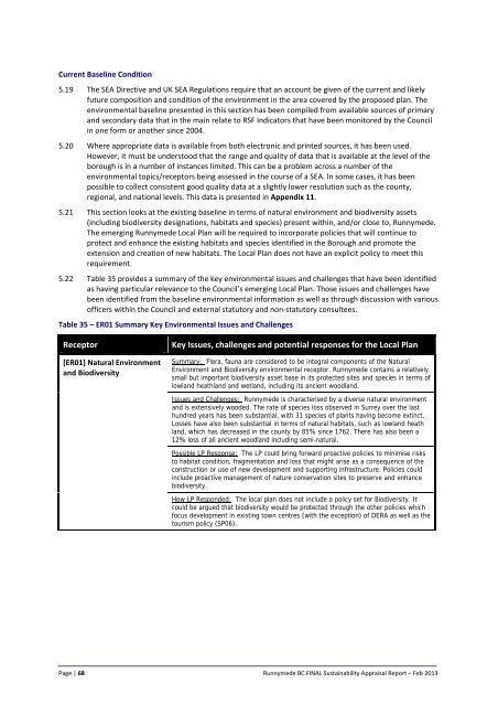 DRAFT Sustainability Appraisal Report for the Emerging Local Plan ...