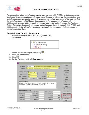 Unit of Measure for Parts - Northwestern University