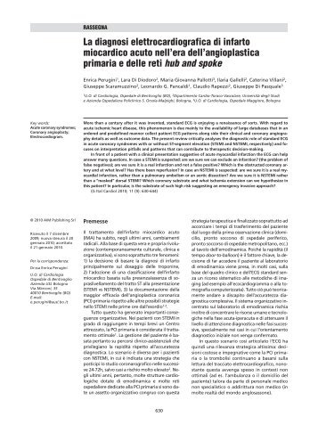 La diagnosi elettrocardiografica di infarto miocardico acuto nell'era ...