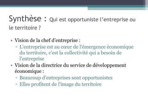 Entreprises et Territoire