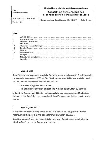 Verfahrensanweisung - Verbraucherschutzministerkonferenz