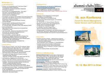 Flyer 18. acn Konferenz in Graz - alumni-clubs.net
