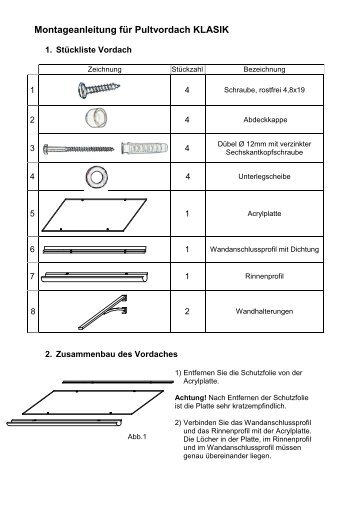 Montageanleitung Pultvordach Kla - Heim und Hobby