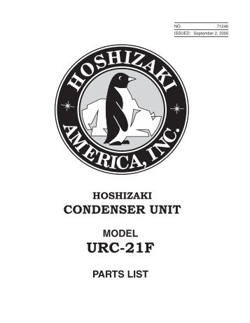 URC-21F - Hoshizaki America, Inc.