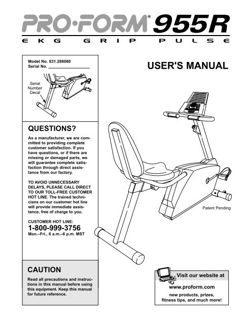 proform 955r - Fitness Equipment