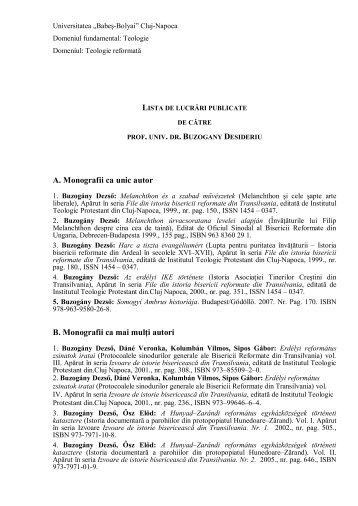 Lista de lucrÄri - Institutul Teologic Protestant