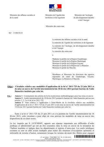 Objet : Circulaire relative aux modalitÃ©s d'application de la loi ... - Anil