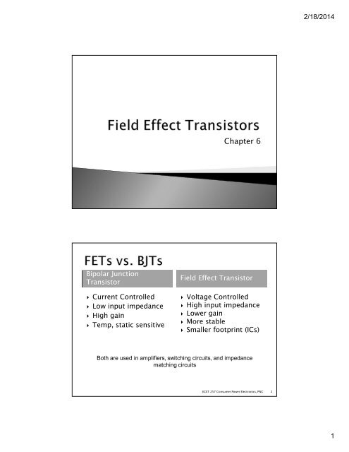 Ch. 6 Field Effect Transistors