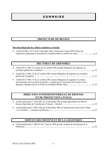 S O M M A I R E - Les services de l'Ãtat en Haute-Savoie