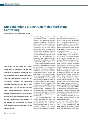 Kundenbindung als Instrument des Marketing Controlling