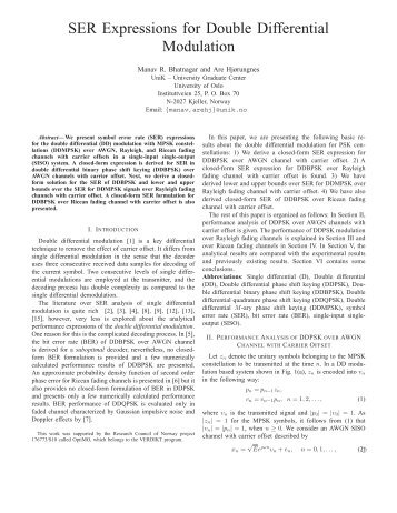 SER Expressions for Double Differential Modulation - Unik