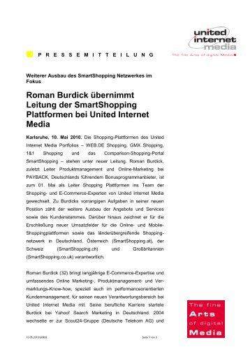 Roman Burdick übernimmt Leitung der Smartshopping Plattformen ...