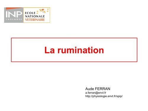 La rumination - Physiologie ENVT