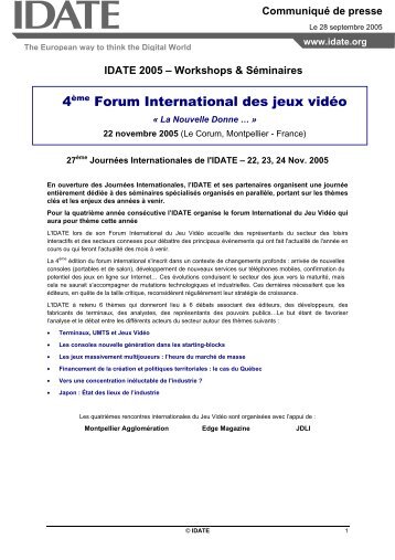 Forum International du Jeu Vidéo - Idate