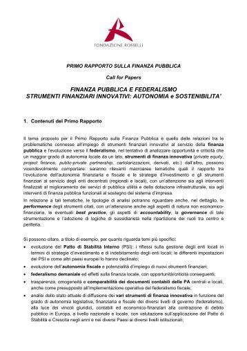 FINANZA PUBBLICA E FEDERALISMO STRUMENTI FINANZIARI ...