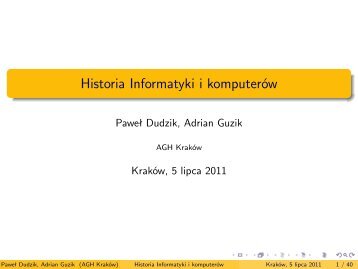 Historia Informatyki i komputerÃ³w - AGH