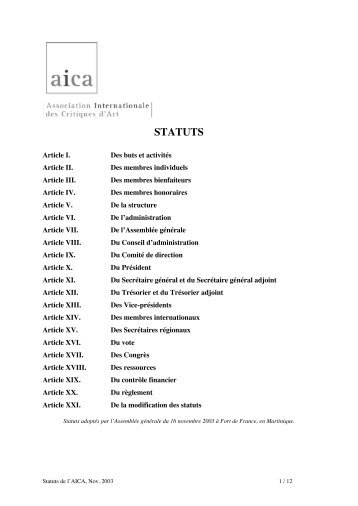 STATUTS - AICA international