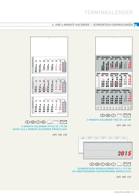 STADLER WERBEKALENDER 2015