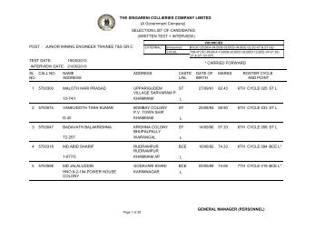 Selection List - SCCL Home page