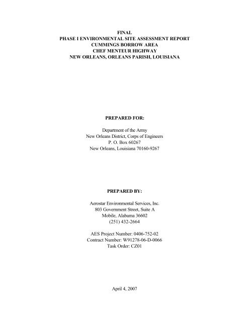 Final Phase I Environmental Site Assessment Report Cummings 