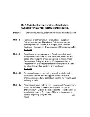 Rural Industriliazation - Dr.BR Ambedkar University