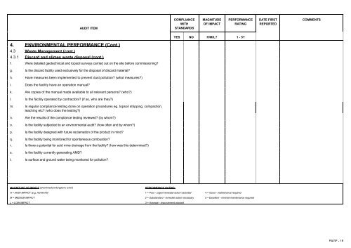 ENVIRONMENTAL AUDIT CHECKLIST - MIRMgate