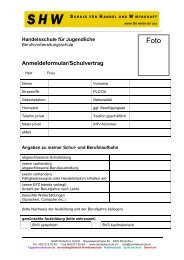 Anmeldeformular/Schulvertrag - SHW