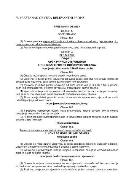 v. prestanak obveza-relevantni propisi - Pravni Fakultet Osijek