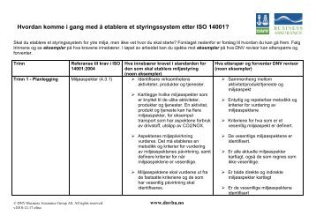 Oppskrift pÃ¥ hvordan komme igang med etablering av ISO 14001 (pdf)