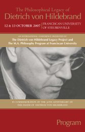 Program - Dietrich Von Hildebrand Legacy Project