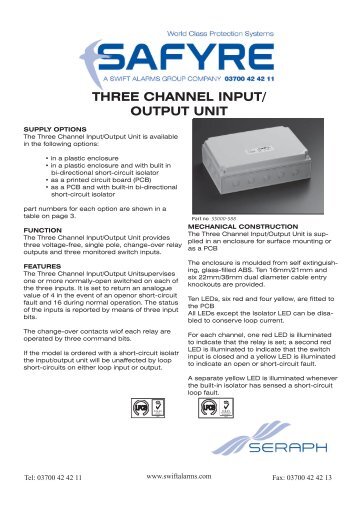 three channel input/output unit pdf - Swift Alarms Group
