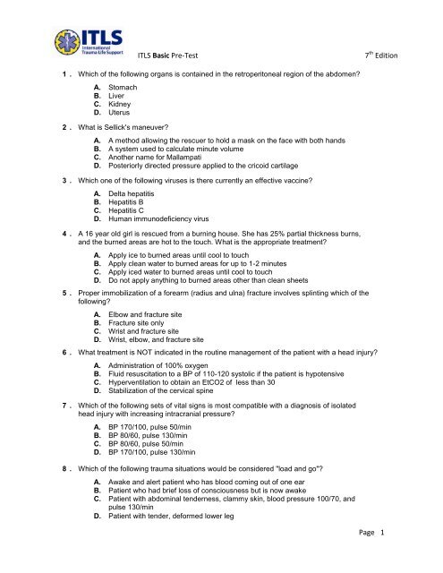 Itls 9th Edition Pre Test Questions And Answers Itls 8e Adva