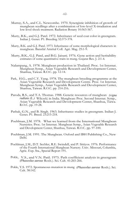 MUNGBEAN VARIETAL IMPROVEMENT S. Shanmugasundaram