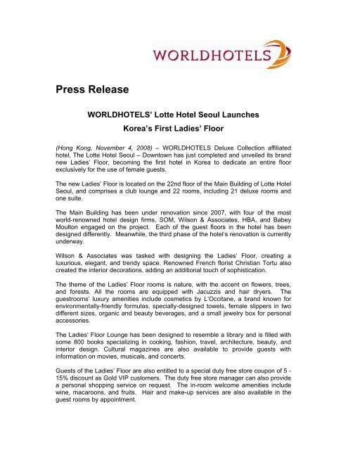 Press Release - Worldhotels