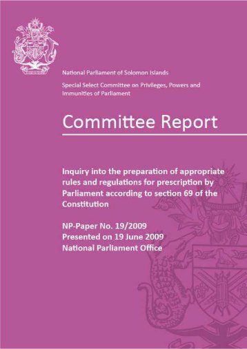 Committee Report - National Parliament of Solomon Islands