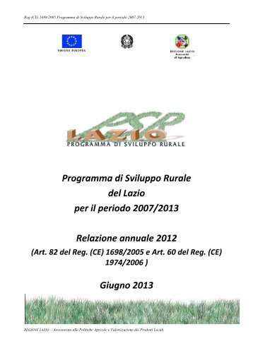 Relazione Annuale 2012 - Agricoltura - Regione Lazio