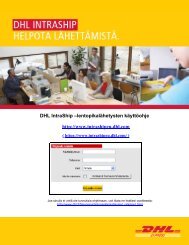 DHL IntraShip kÃ¤yttÃ¶ohje lentopikalÃ¤hetyksille