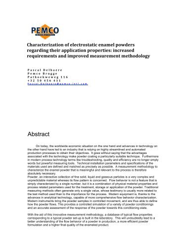 Characterization of electrostatic enamel powders regarding their ...