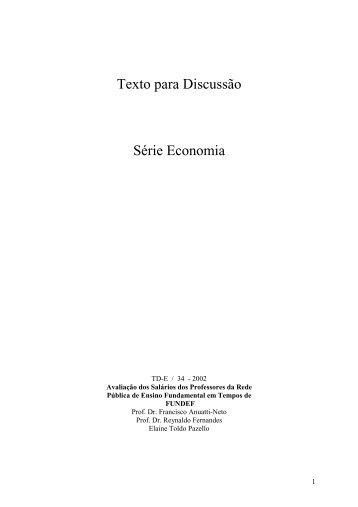 Texto para DiscussÃ£o SÃ©rie Economia - fea-RP - USP
