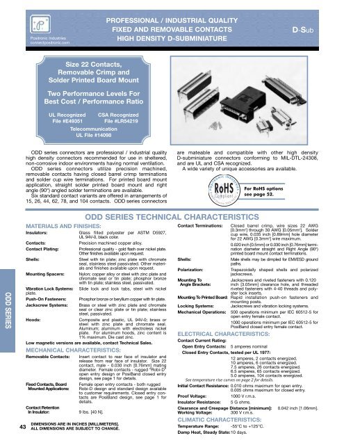 D-Subminiature Catalog - Positronic Industries Inc
