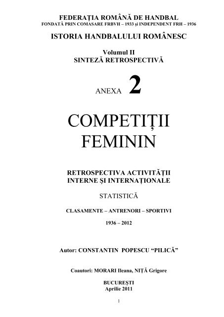 Competitii (feminin) 1936 - Frh