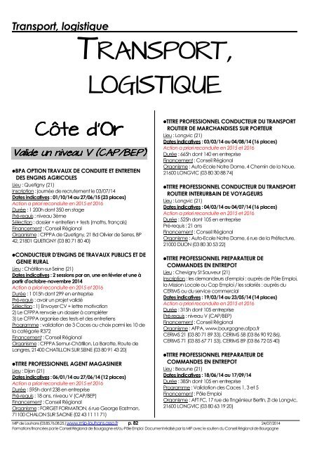 TRANSPORT, LOGISTIQUE - MIP de Louhans